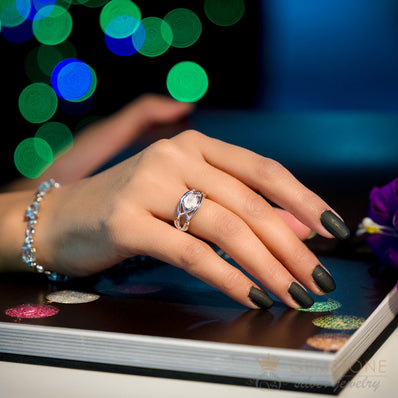 Moonstone Ring-Glistening Harmony