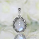 Moonstone Pendant-Ellipse - Gemstone Silver Jewelry